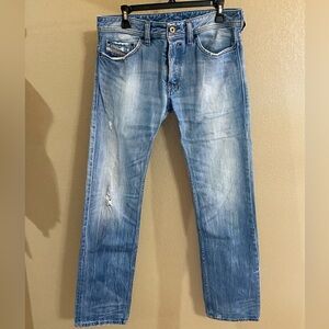 Diesel Mens Safado Faded Blue Jeans